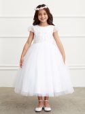 First Communion Dress Corded lace bodice with pearls and sequins