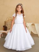 First Communion Dress with Glitter Tulle Cap Sleeves