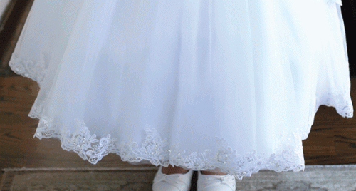 Stunning First Communion Dress with Layered Lace Skirt