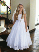 First Communion Dress with Sequin Trimmed Lace