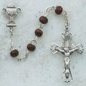 Brown Wood First Communion Rosary Beads