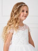 Delicate Rhinestone Floral First Communion Hair Wreath