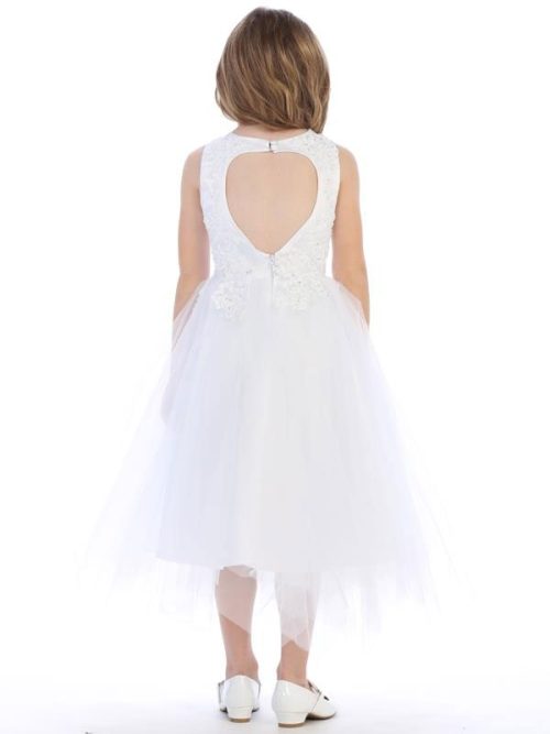 Embroidered Beaded Appliques First Communion Dress Oopen Back