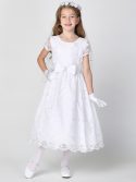 First Communion Dress with Corded Embroidery