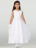 New First Communion Dress with Embroidered Applique & Organza for 2020