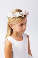 First Communion Floral Crown Wreath Headpiece with Pastel Flowers