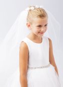 First Communion Floral Bun Wrap Veil