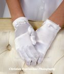 First Communion Gloves Satin Small Rosebuds