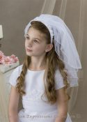 Pearl and Flowers First Communion Headband Veil