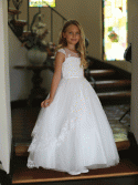 Beautiful First Communion Dress with Cap Sleeves