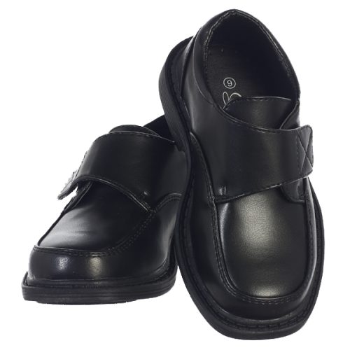 Boys Black First Communion Shoes Velco Closure