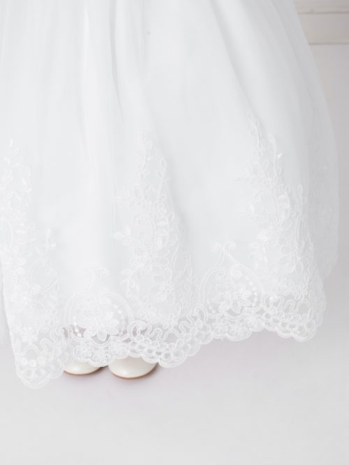 Ankle Length First Communion Dress with lace hem