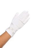 Matte Satin First Communion Gloves with Lace Accent