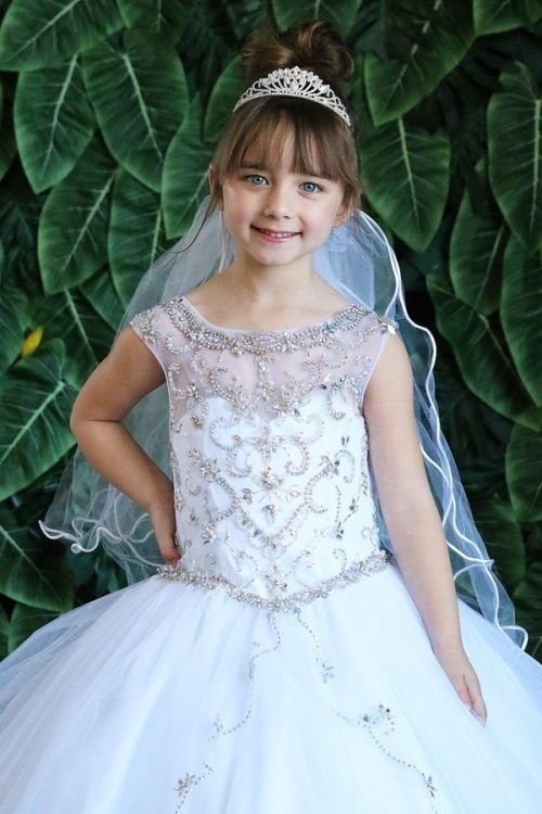 New Style Long Length First Communion Gown with Intricate Beading for 2020