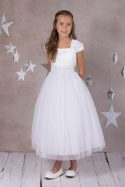 Pleated Cap Sleeve First Communion Dress