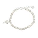 Pearl Bracelet with Irish Celtic Cross Charm