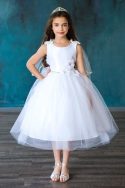 First Communion Dress Satin Flower Bodice