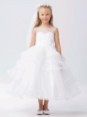 Satin and Lace First Communion Dress with Layered Skirt