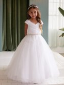 First Communion Dress Off Shoulder Asymmetrical Bodice with Gradation