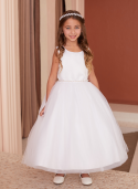 First Communion Dress Mesh see through back with pearls