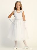 Corded Embroidered First Communion Dress with Sequins