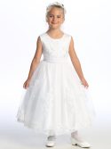 First Communion Dress Satin with embroidered tulle with sequins