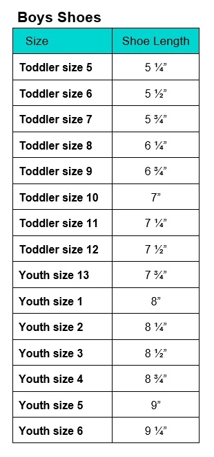 Boys Communion Shoes Size Chart