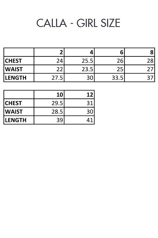 First Communion Dress Size Chart