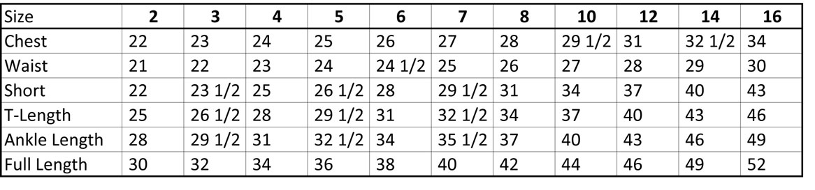 Tip Top Kids First Communion Dress Size Chart